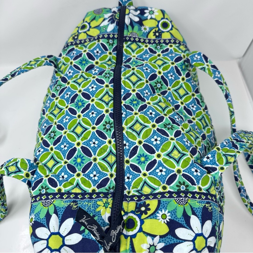 Vera Bradley Daisy Daisy Travel Quilted Weekender Duffel Bag Blue Green - Picture 6 of 13